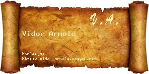 Vidor Arnold névjegykártya